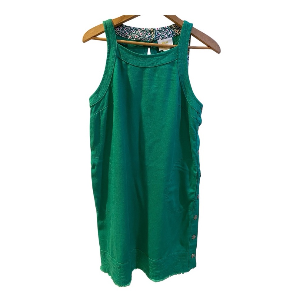 Anthropologie Maeve Linen Dress Size S Tencel Linen Blend  Kelly Green Ptp 17.5”